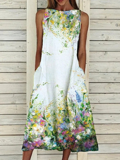 Summer Vintage Floral Print Loose A-Line Dresses