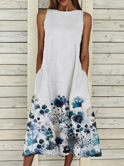 Summer Vintage Floral Print Loose A-Line Dresses