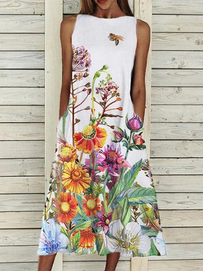 Summer Vintage Floral Print Loose A-Line Dresses
