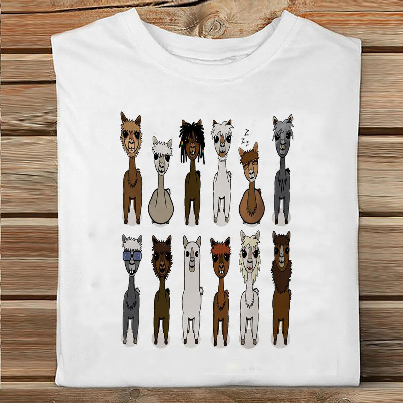 Ladies Summer Fashion Casual Cute Cartoon Print Short Sleeve