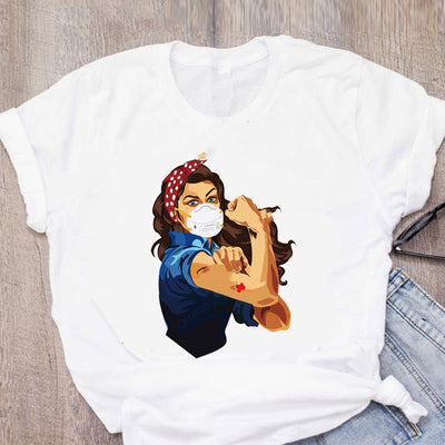 Loose White Ladies Casual Bottoming Short Sleeves