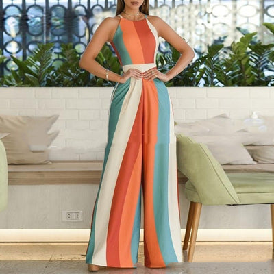 Ladies Print Sling One Piece Wide Leg Pants