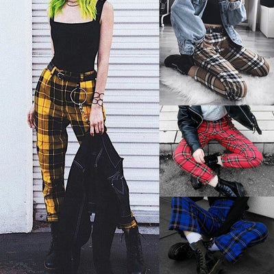 Retro Plaid Ladies Casual Pants