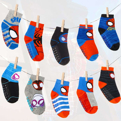 Spiderman Grip Socks, Socks for Toddler Boys, 10 Pack, Spider Man Toddler Gripper Socks, Amazing Spiderman Variety Pack