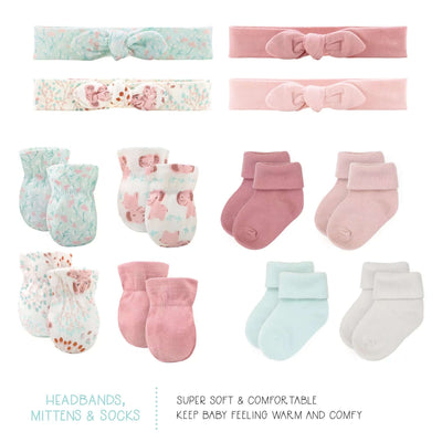 Newborn Layette Gift Set, Pink Floral Elephant, 30 Essential Pieces, 0-3 Months