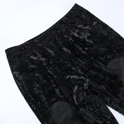 High-waist Slimming Hollow Velvet Ladies Straight-leg Pants