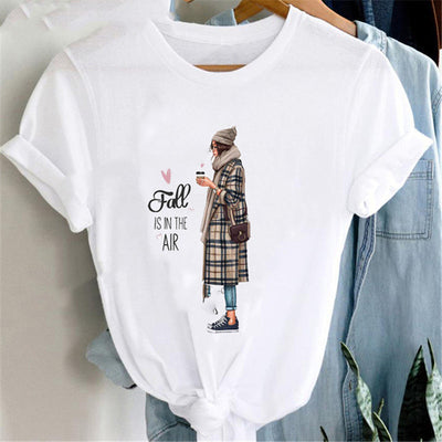 Loose White Ladies Casual Bottoming Short Sleeves