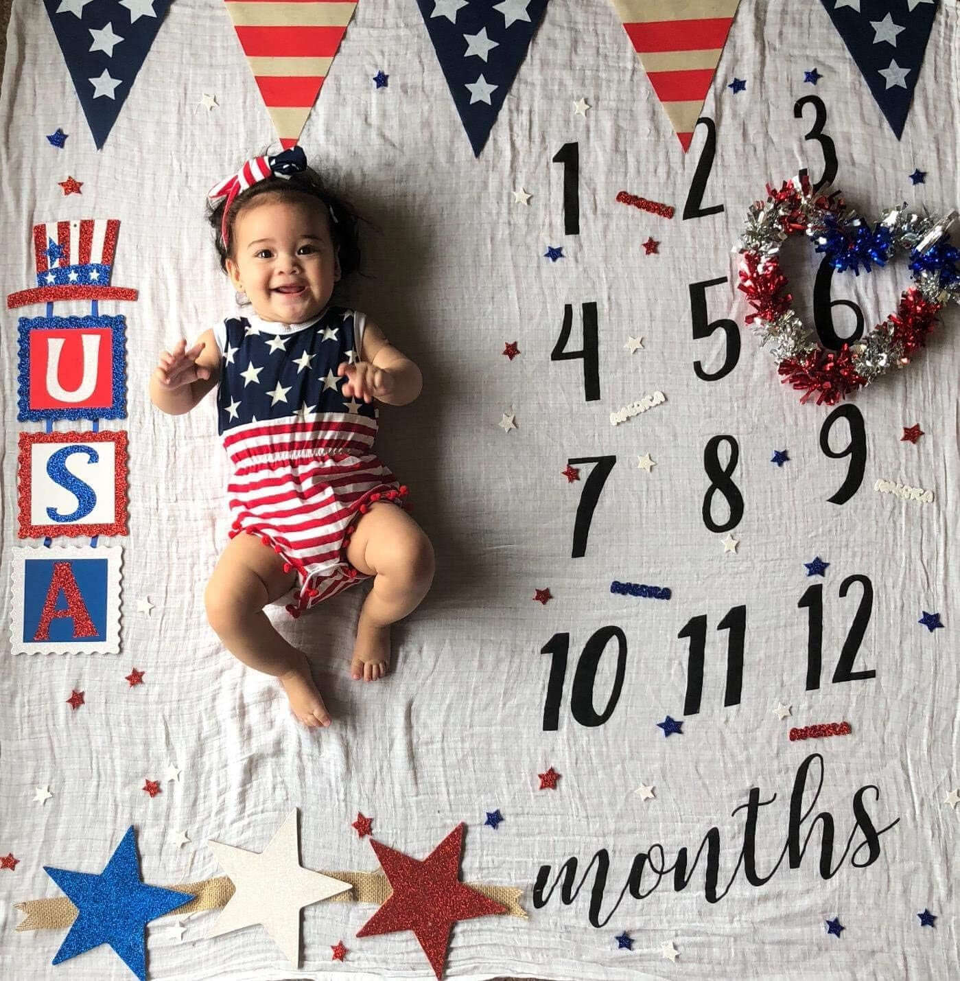 4Th of July Toddler Baby Girl American Flag Tassel Romper with Headband