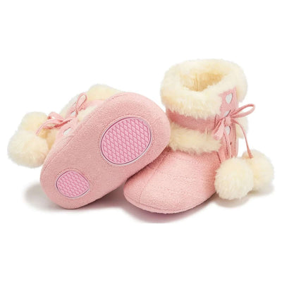 Baby Girls Boys Snow Warm Boots Infant Winter Booties Newborn Slip on Shoes for 3-18 Months