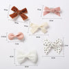 4Pcs/set Leopard Dot Print Bowknot Hair Bow Clips Baby Girls Lace Cotton Linen Barrettes Safety Hairpins Headwear Accessories