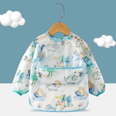 Baby Food Overalls Waterproof and Dirt-proof CHILDREN'S Apron Bib Spring and Autumn Girl Treasure Boy Baby Wash Back Wear Protec