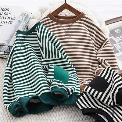 3-12Y Children's Striped T-Shirt Long-Sleeved Top For Boys Girls Fashion Kids Sports Clothes Casual Wear Spring Autumn Clothing