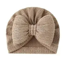 Cute Bowknot Baby Turban Hat Soft Newborn Baby Girls Indian Cap Solid Color Infant Boys Cap Beanies Headwrap