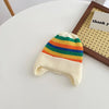 Winter Baby Knit Hat Korean Striped Rainbow Beanie Cap for Toddler Boys Girls Colorful Kids Warm Ear Protection Caps Bonnet