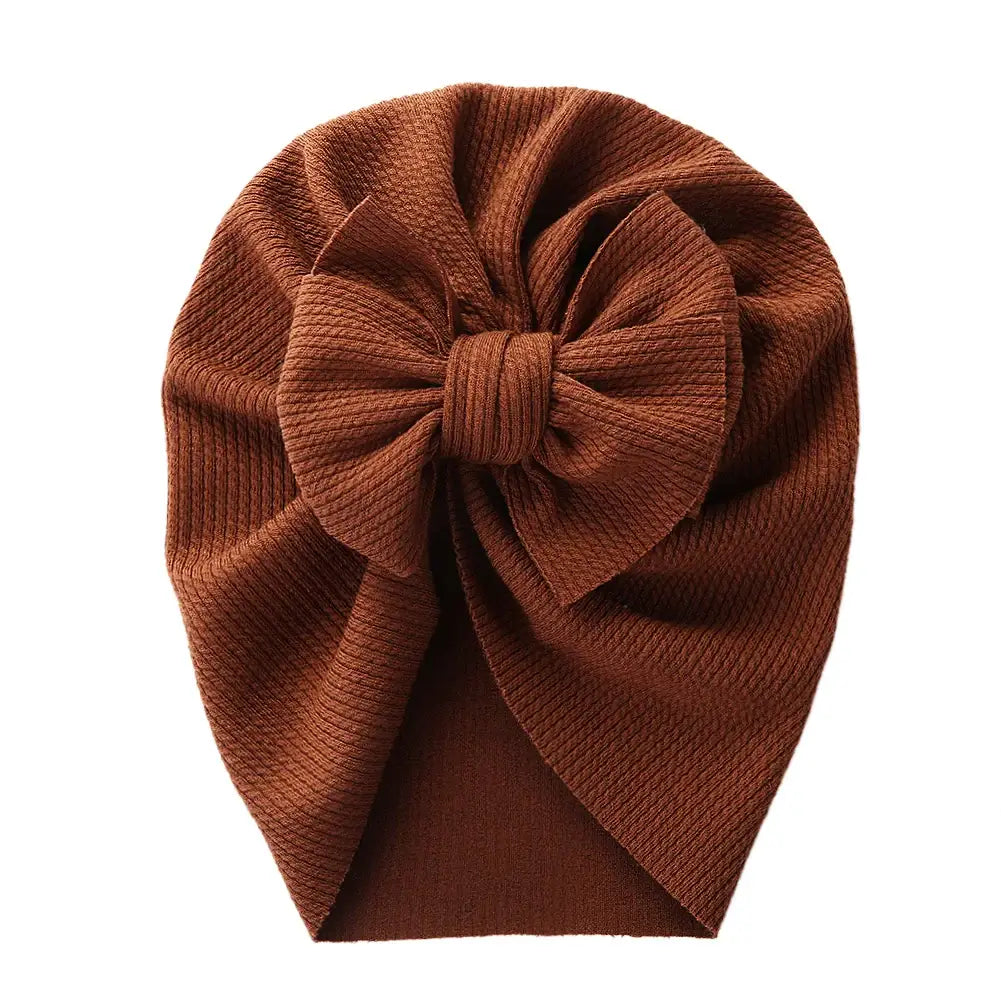 Solid Textured Ribbed Turban Baby Hats Bow Topknot Caps for Newborn Boy Girl Toddler Hospital Headwraps Kids Hair Accessories