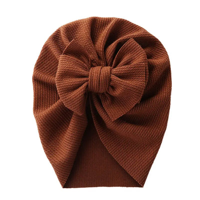 Solid Textured Ribbed Turban Baby Hats Bow Topknot Caps for Newborn Boy Girl Toddler Hospital Headwraps Kids Hair Accessories