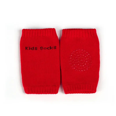 Red kid's knee socks with anti-slip grip, labeled 'Kids Socks', designed for toddlers and infants.