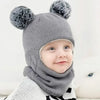 1-7Y Winter Baby Hat Scarf One-Piece Pompom Knit Hat for Kids Warm Neck Ball Cap for Girls Boys Windproof Beanies Infant Cap