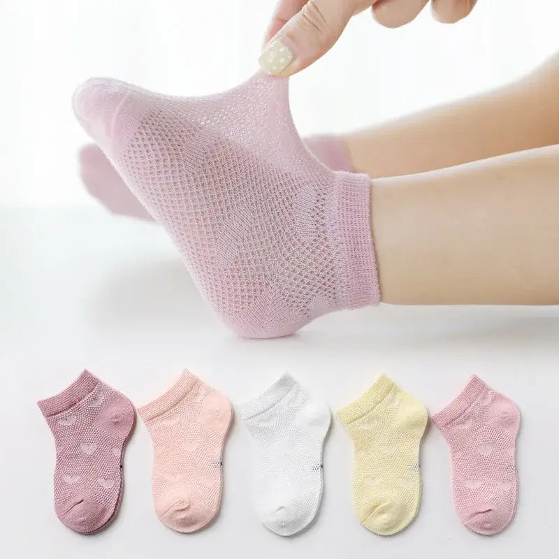 5 Pairs of Children's Socks Summer Cotton Cute Breathable Boy And Girl Socks Cartoon Children's Baby Socks Mesh Casual Socks