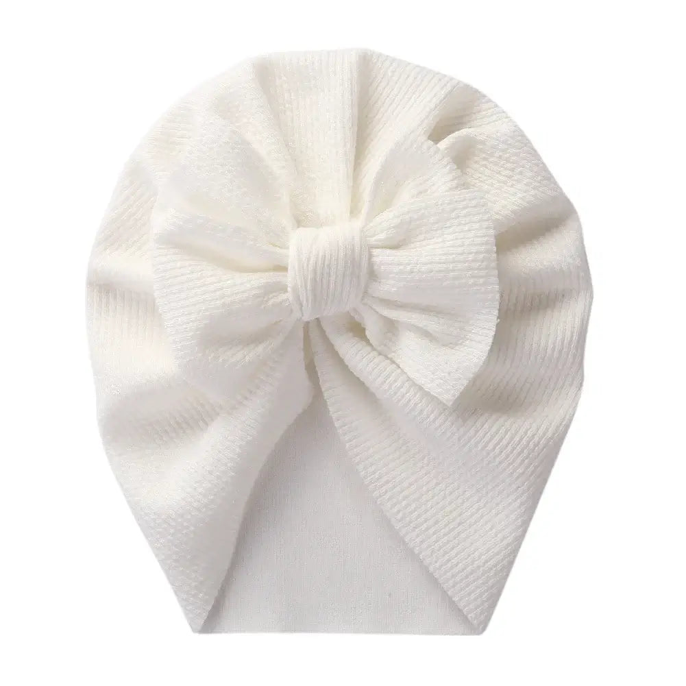 Solid Textured Ribbed Turban Baby Hats Bow Topknot Caps for Newborn Boy Girl Toddler Hospital Headwraps Kids Hair Accessories