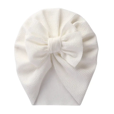 Solid Textured Ribbed Turban Baby Hats Bow Topknot Caps for Newborn Boy Girl Toddler Hospital Headwraps Kids Hair Accessories