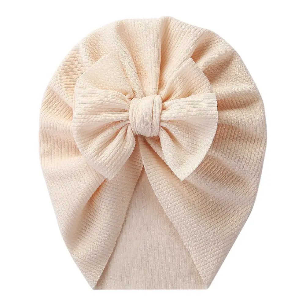 Solid Textured Ribbed Turban Baby Hats Bow Topknot Caps for Newborn Boy Girl Toddler Hospital Headwraps Kids Hair Accessories