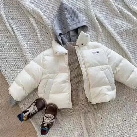 2023New Winter Baby Toddler Boy Korean Style Knitted Patchwork Hooded Jacket Coat Thicken Outdoor Wear 2-7YEARS