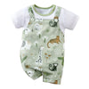 IURNXB Adorable Infant Zoo Animal Print Romper for Boy Newborn Baby Faux Two-Piece Bodysuit with Short Sleeves Casual Play Wear