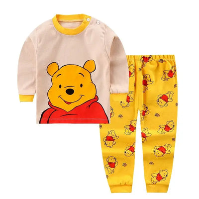 Winnie Pooh Baby Underwear Suit Children's Wear Home Clothes 2 Piece Set Toddler Boys Girls Long Sleeved Tops + Pants Pajamas