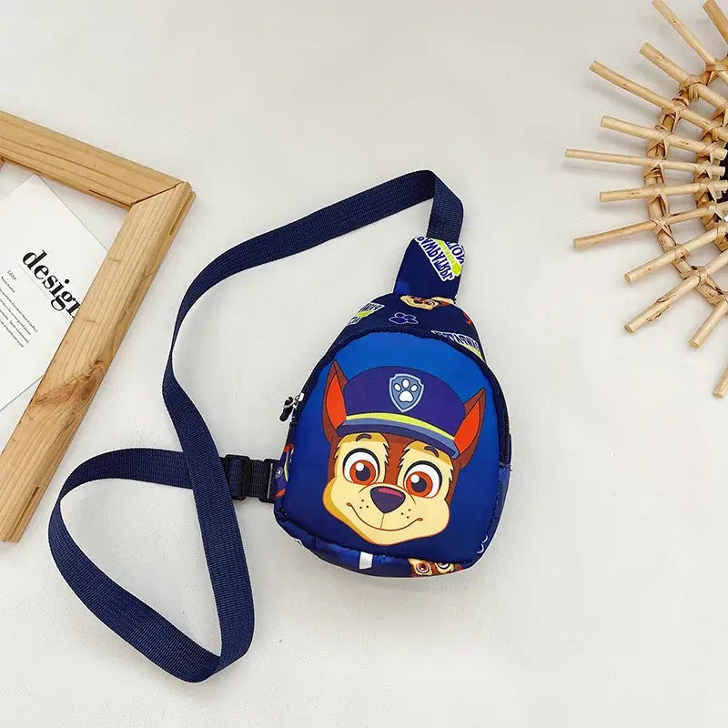 Paw Patrol mini chest bag for kids featuring cartoon character design, perfect for outdoor activities and costume accessories.