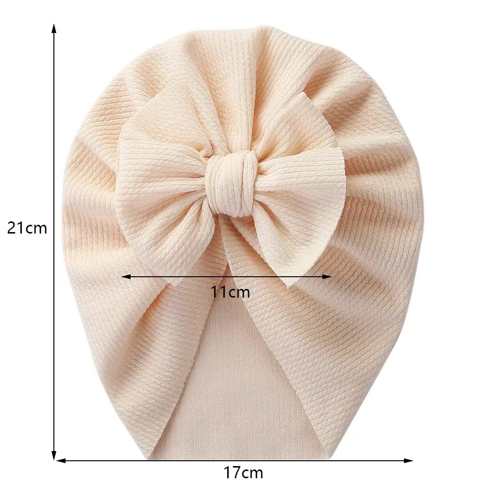 Solid Textured Ribbed Turban Baby Hats Bow Topknot Caps for Newborn Boy Girl Toddler Hospital Headwraps Kids Hair Accessories