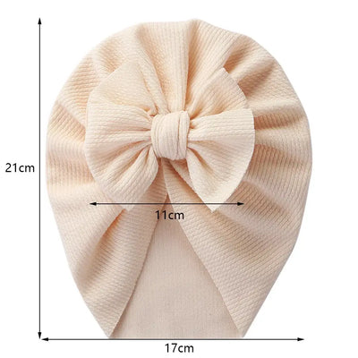 Solid Textured Ribbed Turban Baby Hats Bow Topknot Caps for Newborn Boy Girl Toddler Hospital Headwraps Kids Hair Accessories