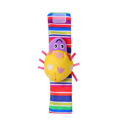 4Pcs Baby Toy 0-12 Months Baby Rattles Toys Animal Socks Wrist Strap +Rattle Baby Foot Socks Bug Wrist Strap Toddler Socks