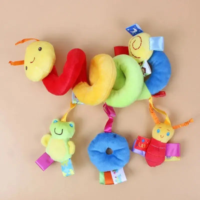 Colorful caterpillar baby pendant toys, plush animal accessories for soothing and playtime, suitable for cribs or strollers.