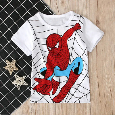 Boys Birthday Marvel Spiderman Shirts Short Sleeves Casual Sport Kids Tops Baby Print Super Hero Birthday Party Wear