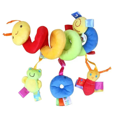 Colorful caterpillar baby cart pendant soothing toy with various animal figures, perfect for baby's bed and playtime.