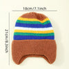 Winter Baby Knit Hat Korean Striped Rainbow Beanie Cap for Toddler Boys Girls Colorful Kids Warm Ear Protection Caps Bonnet