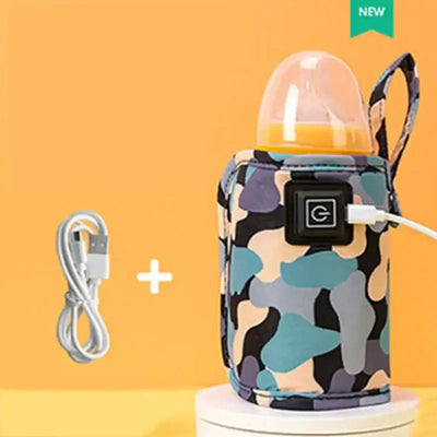 USB milk bottle warmer insulated bag with charging cable, perfect for baby nursing on the go.