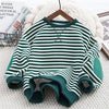 3-12Y Children's Striped T-Shirt Long-Sleeved Top For Boys Girls Fashion Kids Sports Clothes Casual Wear Spring Autumn Clothing