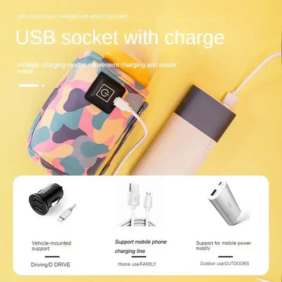 Colorful USB socket charger with multiple charging modes for travel, suitable for vehicle and outdoor use.