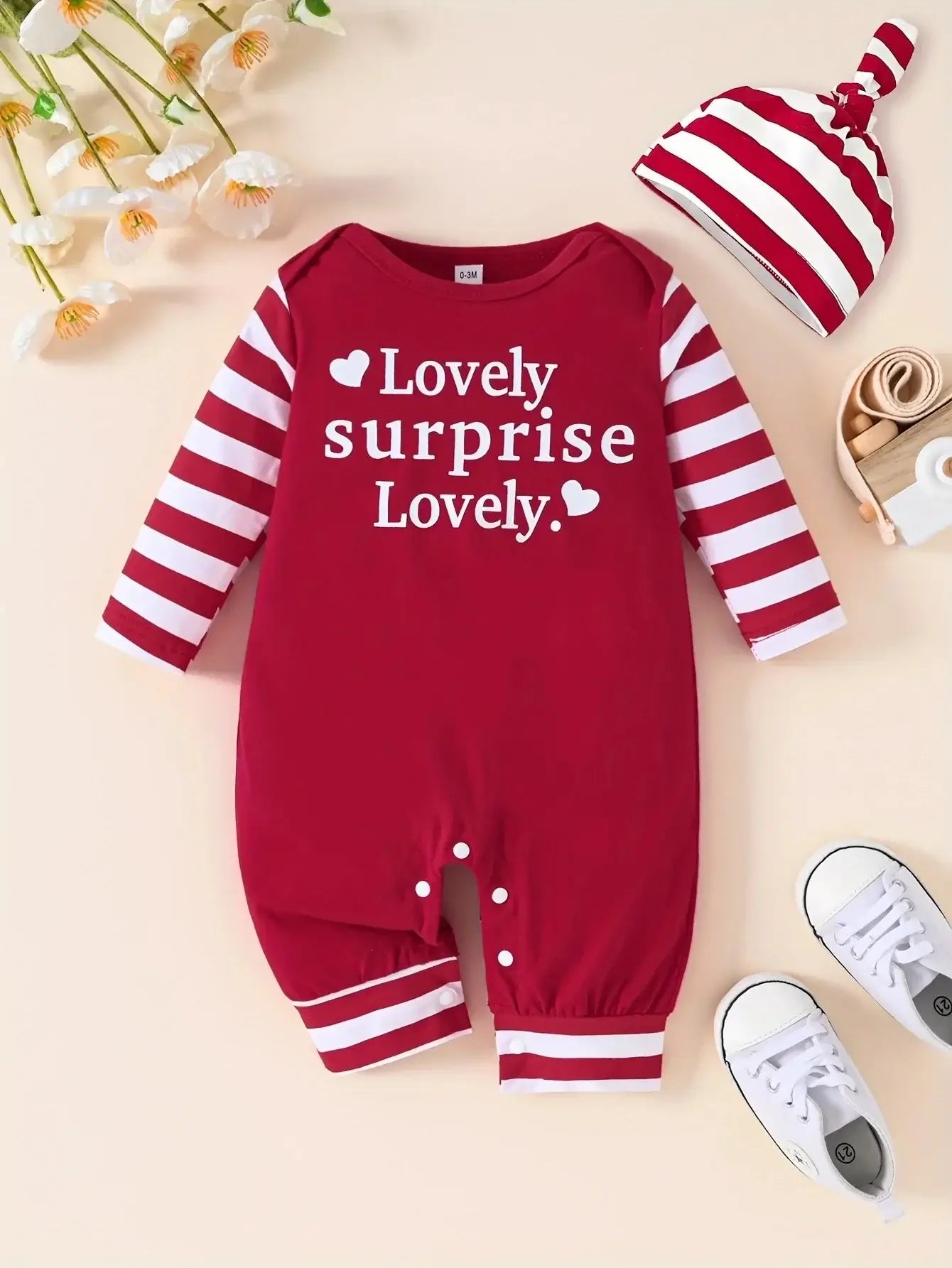 0-18 Months Spring Autumn Baby Boys And Girls Christmas Day Style Monogram Print Panels Striped Long Sleeve Climbing Suit