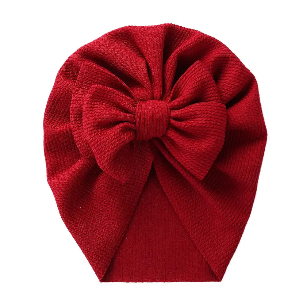 Solid Textured Ribbed Turban Baby Hats Bow Topknot Caps for Newborn Boy Girl Toddler Hospital Headwraps Kids Hair Accessories