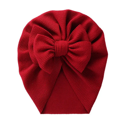 Solid Textured Ribbed Turban Baby Hats Bow Topknot Caps for Newborn Boy Girl Toddler Hospital Headwraps Kids Hair Accessories