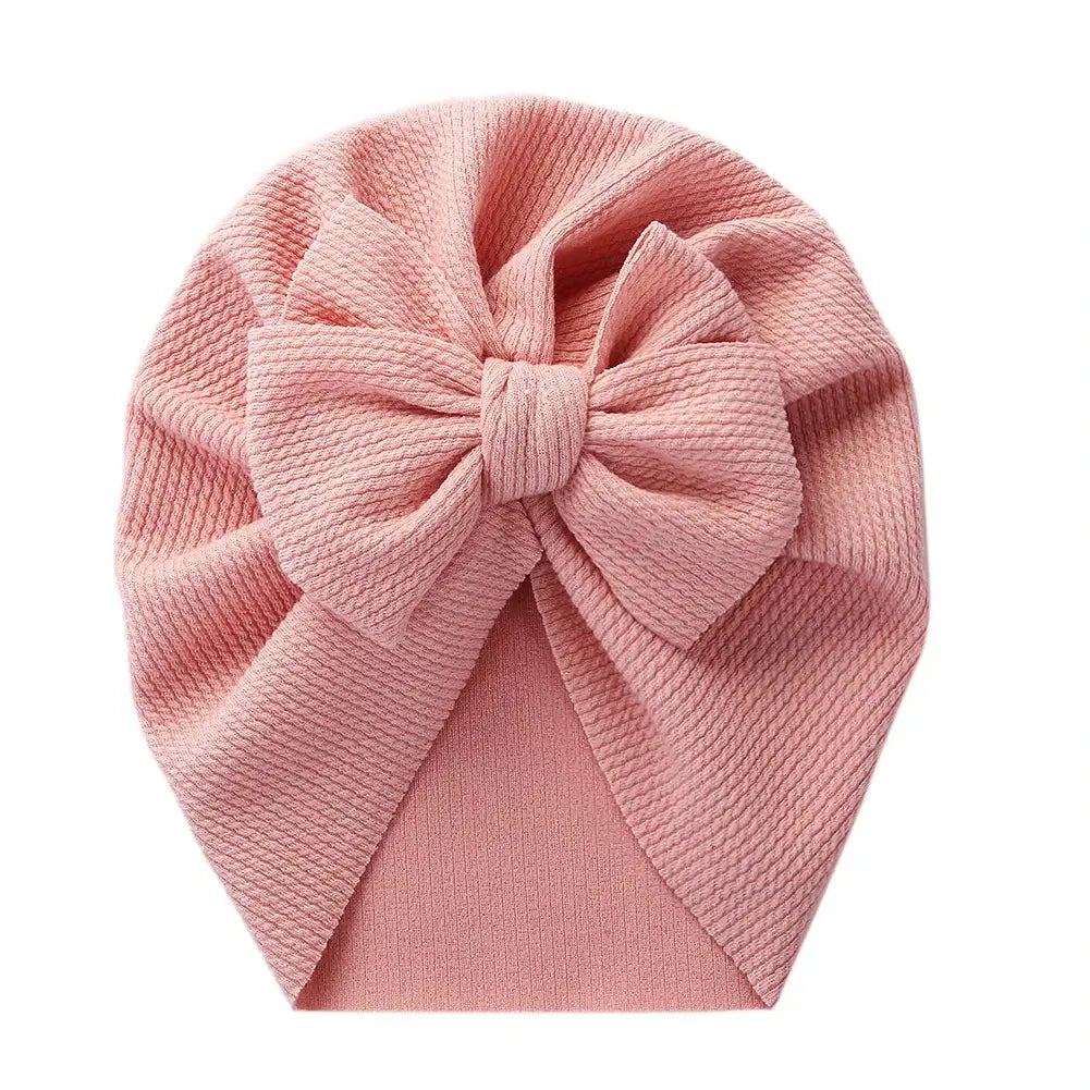 Solid Textured Ribbed Turban Baby Hats Bow Topknot Caps for Newborn Boy Girl Toddler Hospital Headwraps Kids Hair Accessories