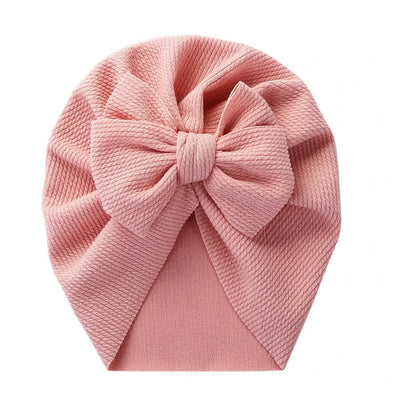 Solid Textured Ribbed Turban Baby Hats Bow Topknot Caps for Newborn Boy Girl Toddler Hospital Headwraps Kids Hair Accessories