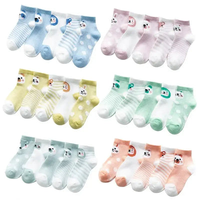 5Pairs/lot 0-24M Infant Baby Socks Baby Socks for Boys Girls Cotton Mesh Newborn Toddler First Walkers Baby Clothes Accessories