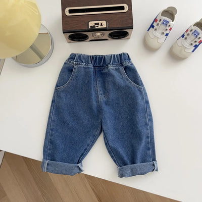 Spring fall kids Boys' Clothes baby Elastic Band Stretch Denim Trousers for toddler children Boy Clothing Outer wear Jeans pants