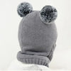 1-7Y Winter Baby Hat Scarf One-Piece Pompom Knit Hat for Kids Warm Neck Ball Cap for Girls Boys Windproof Beanies Infant Cap