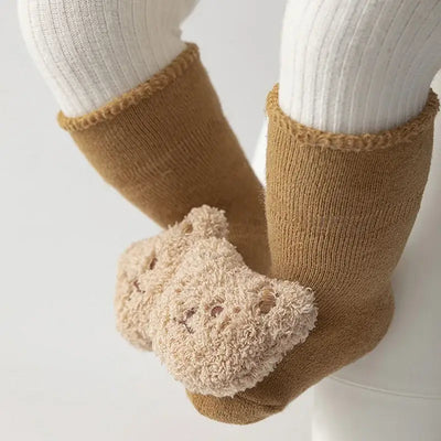 Baby Socks Cotton Thick Warm Cozy Cute Cartoon Bear Infant Girls Boys Non-Slip Floor Socks