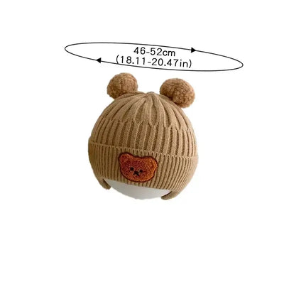 Winter Baby Hat Beanie Cap Cartoon Bear Ear Protection Knitted Hat for Toddler Boys Girls Cute Korean Warm Kids Crochet Hats